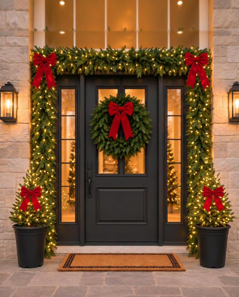 Evergreen Elegance Christmas porch display