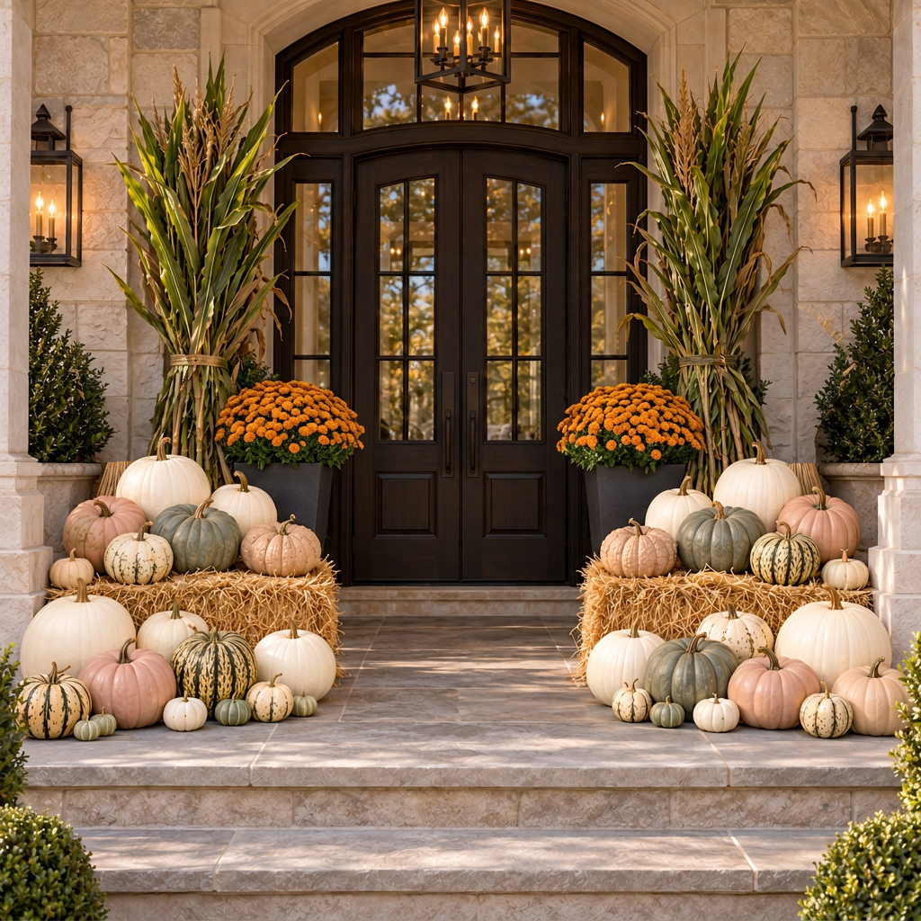 Thanksgiving Harvest pumpkin porch display