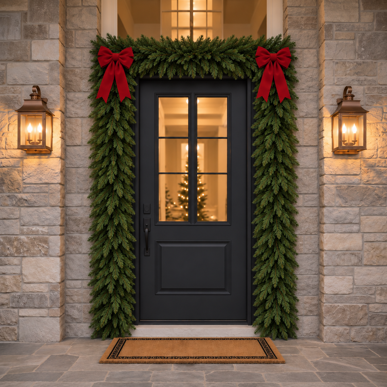 Evergreen Charm Christmas porch display